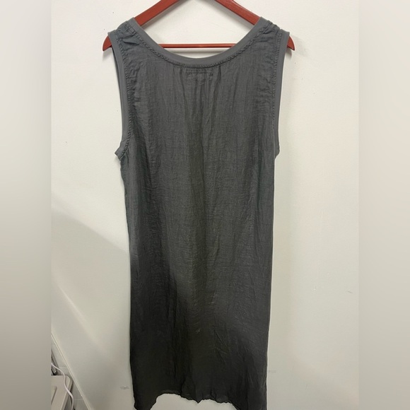 FLAX Serene Dress Linen Maxi Gray Slate Sleeveless Lagenlook Dress Size M - Picture 3 of 15
